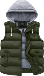 Wantdo Women's Quilted Puffer Vest Thicken Warm Winter Coat with Removable Hood